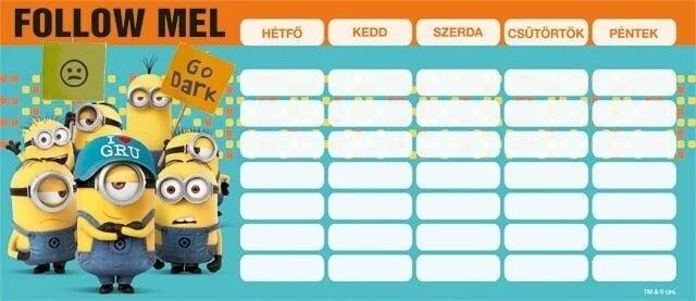 Minion órarend - mini - Minions Mel