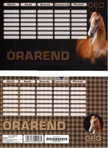 Lovas órarend - kicsi - Geo Horse Black