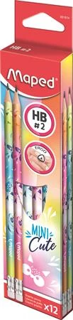 Grafitceruza készlet HB radírral - Maped Mini Cute állatos - vegyes 12 db/cs