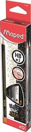 Maped háromszögletű grafitceruza készlet Black Peps Deco - HB (12 db)