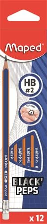 Maped háromszögletű grafitceruza radírral Black Peps Navy - HB (12 db)