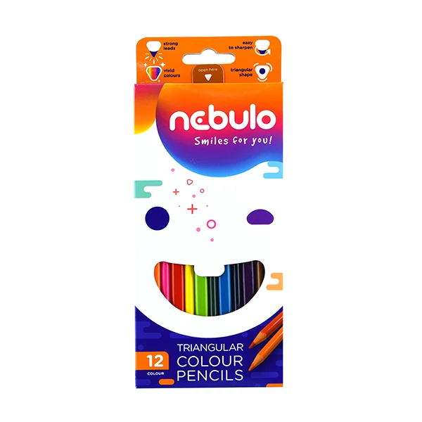 Nebulo háromszögletű színes ceruza készlet - 12 szín/csomag