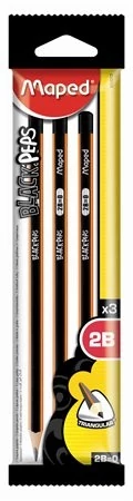 Grafitceruza 2B háromszögletű Black Peps - 3 db/cs