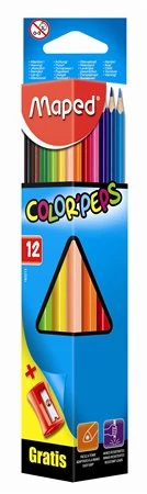 Maped háromszögletű színes ceruza készlet hegyezővel - Color Peps Star - 12 db/csomag