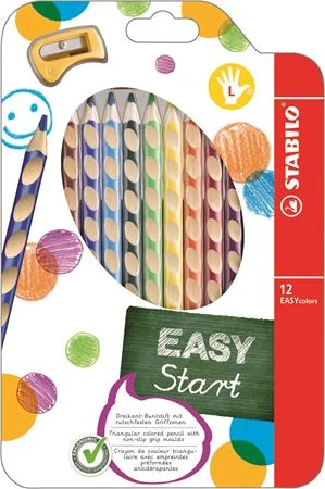 Stabilo EasyColour háromszögletű vastag színes ceruza készlet - 12 db/csomag - Easy Start balkezes
