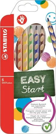 Stabilo EasyColour háromszögletű színes ceruza készlet - 6 db/csomag - Easy Start jobbkezes