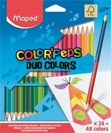 Maped háromszögletű kétvégű színes ceruza készlet - Color Peps Duo - 48 szín