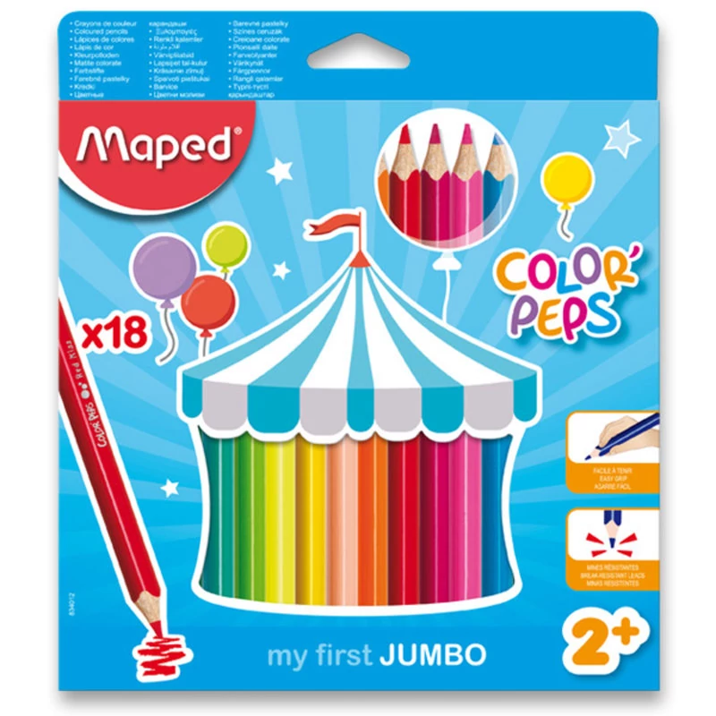 Háromszögletű vastag színes ceruza készlet - Maped Color Jumbo - 18 db/csomag