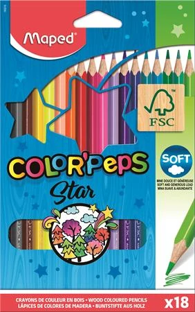 Maped háromszögletű színes ceruza készlet - Color Peps Star - 18 db/csomag