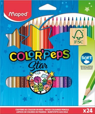 Maped háromszögletű színes ceruza készlet - Color Peps Star - 24 db/csomag