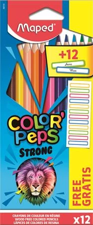 Maped háromszögletű színes ceruza készlet - Color Peps Strong 12 szín + 12 névmatrica