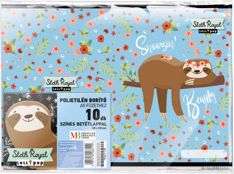 Füzetborító A5, 10 db - Lollipop Sloth Royal - lajháros
