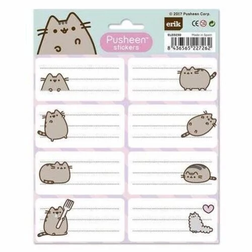 Cicás füzetcímke 16 etikett/csomag - Pusheen Cat - cica