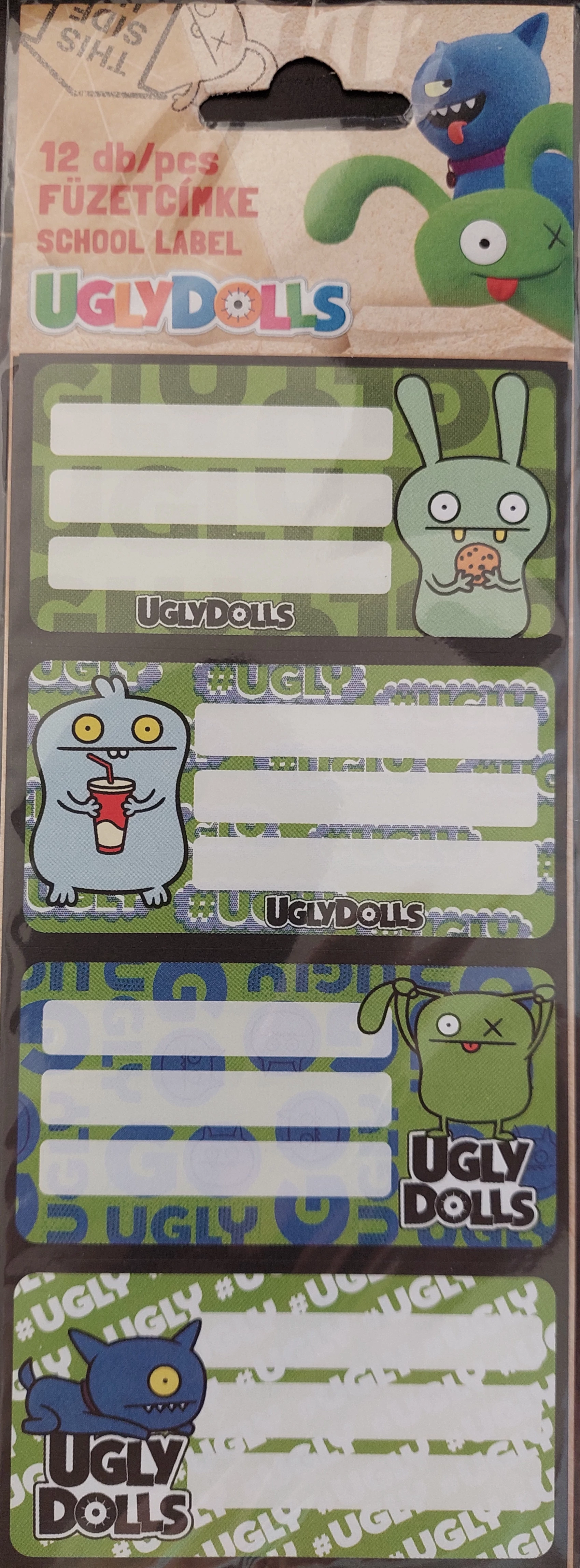 Undipofik füzetcímke - 12 etikett/csomag - UglyDolls