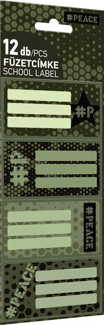 Terepmintás füzetcímke Peace Pixel - 12 db / csomag