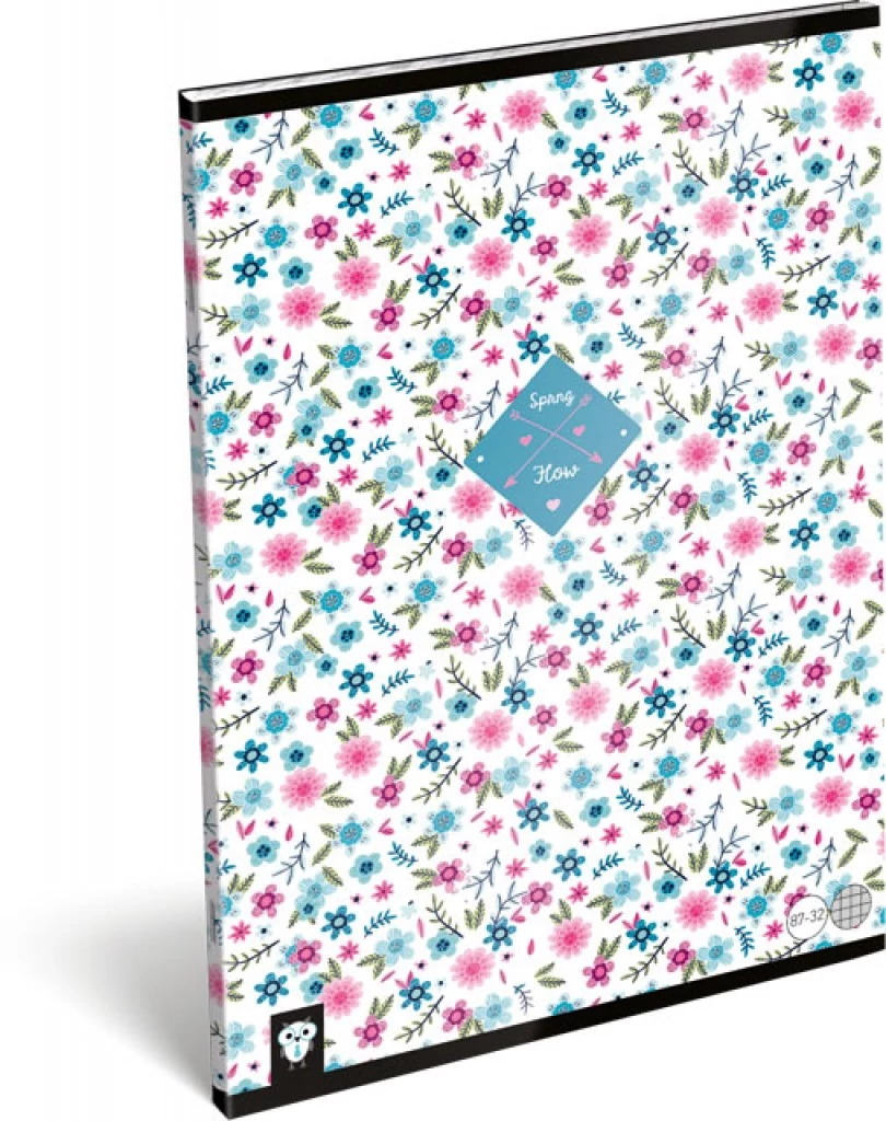 Virágos kockás füzet - A4 - 87-32 - Kis Bagoly Flower White