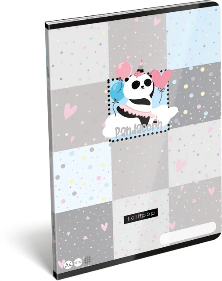 Panda Unikornis kockás füzet - A4 - 87-32 - Lollipop Pandacorn