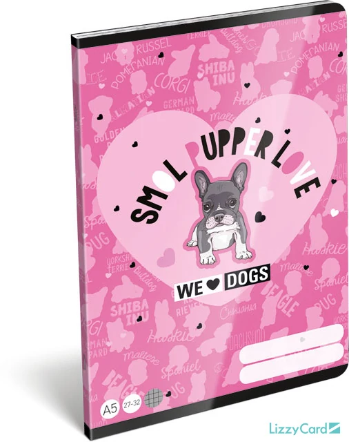 Kutyás kockás füzet - We love dogs Blue - A5 - 27-32