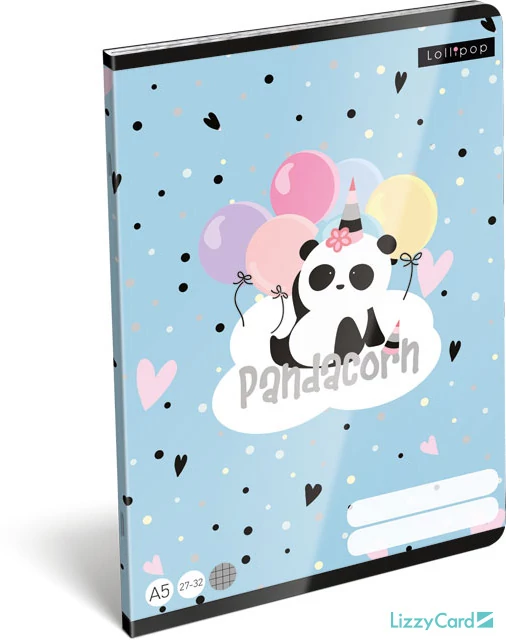 Panda-unikornisos kockás füzet - Lollipop Pandacorn - A5 - 27-32