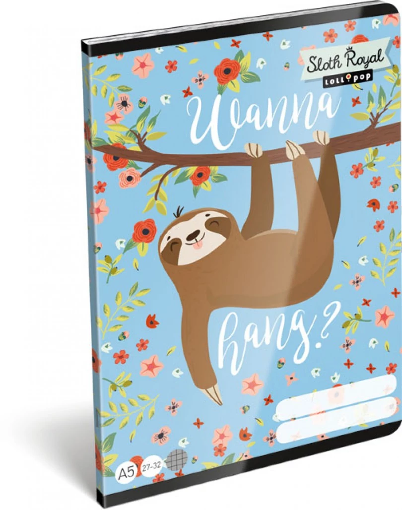 Lollipop Sloth Royal kockás füzet - A5 - 27-32 - Lajháros