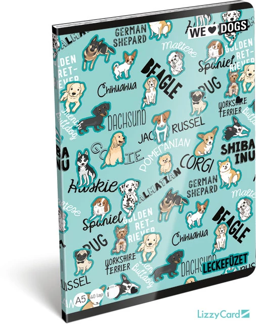 Kutyás leckefüzet - A5 - We love dogs blue
