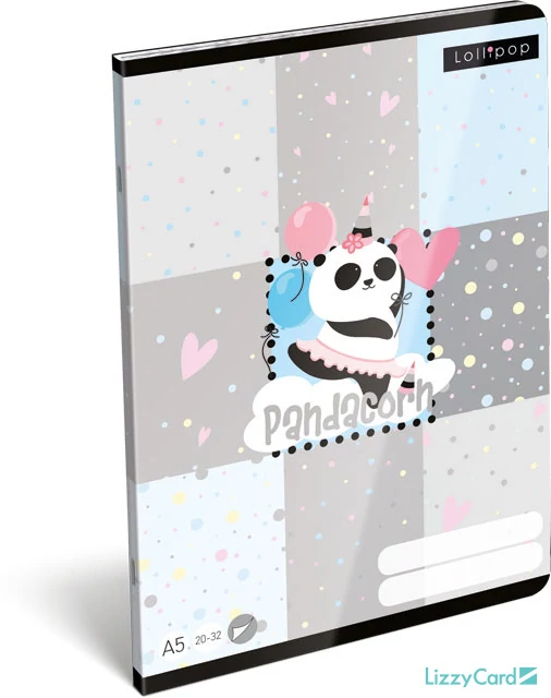 Panda-unikornisos sima füzet - A5 - 20-32 - Lollipop Pandacorn