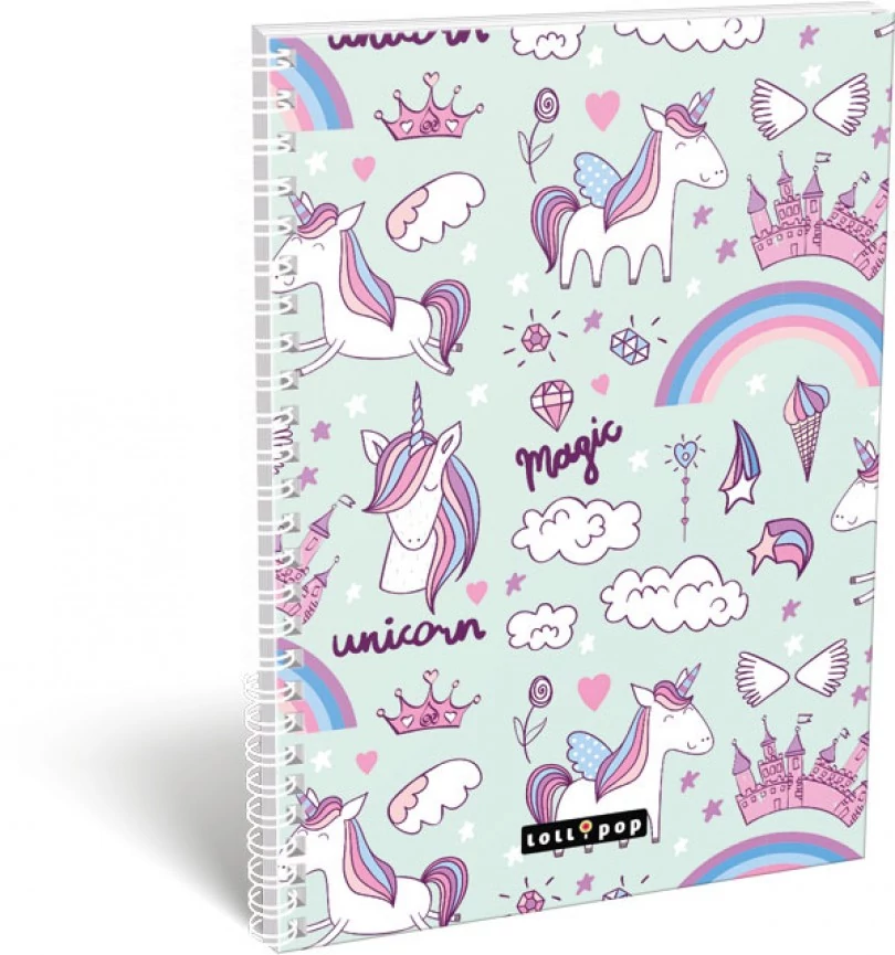 Unikornis vonalas spirálfüzet - A4 - Lollipop Unicorn Magic