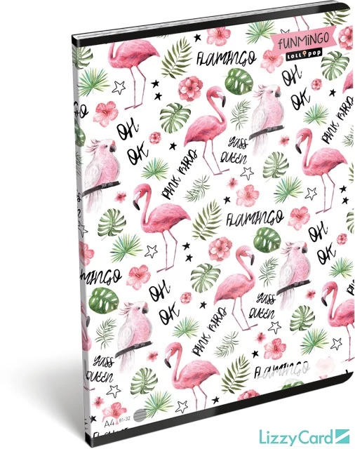 Flamingós vonalas füzet - A4 - 81-32 - Lollipop Funmingo