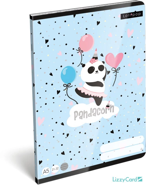 Panda-unikornisos vonalas füzet - Lollipop Pandacorn - A5 - 4. osztálytól / 21-32