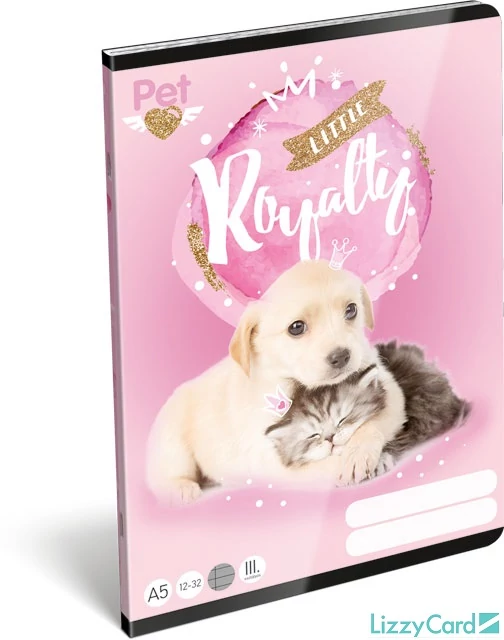 Kutyás cicás vonalas füzet - A5 - 3. osztályos / 12-32 - Little Friends Pink