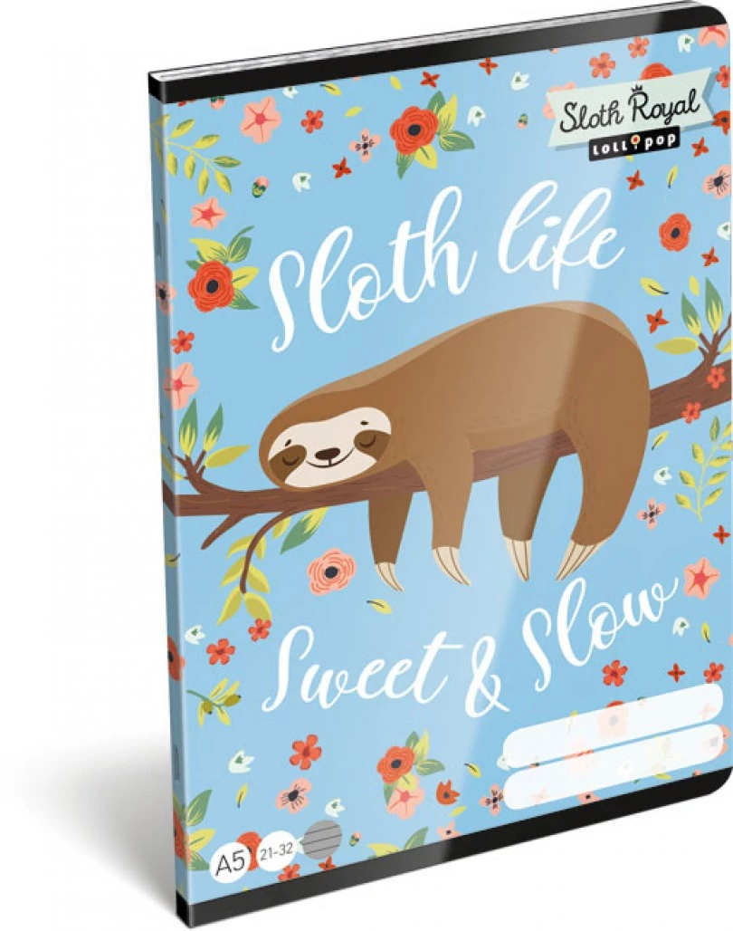 Lollipop Sloth Royal vonalas füzet - A5 - 4. osztálytól / 21-32 - Lajháros