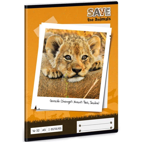 Save the Animals vonalas füzet - A5 - 2. osztályos / 16-32 - Oroszlános
