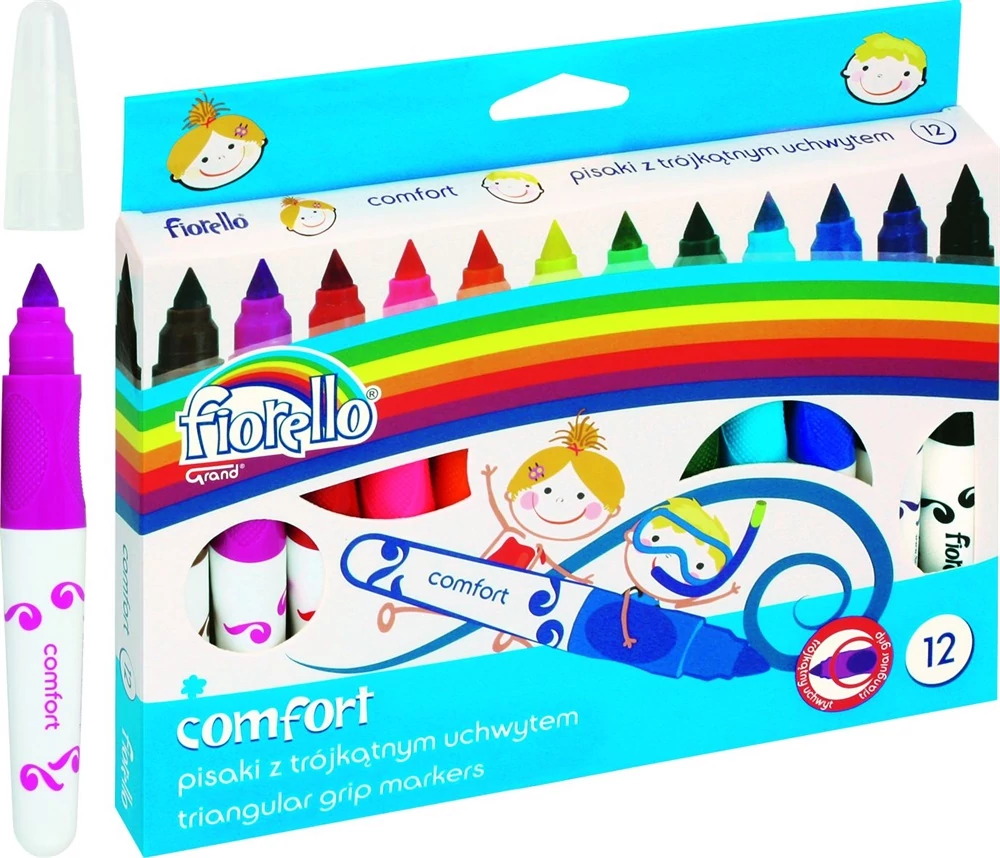 Filctoll készlet - Fiorello Comfort - vastag háromszögletű fogórésszel - 12 szín