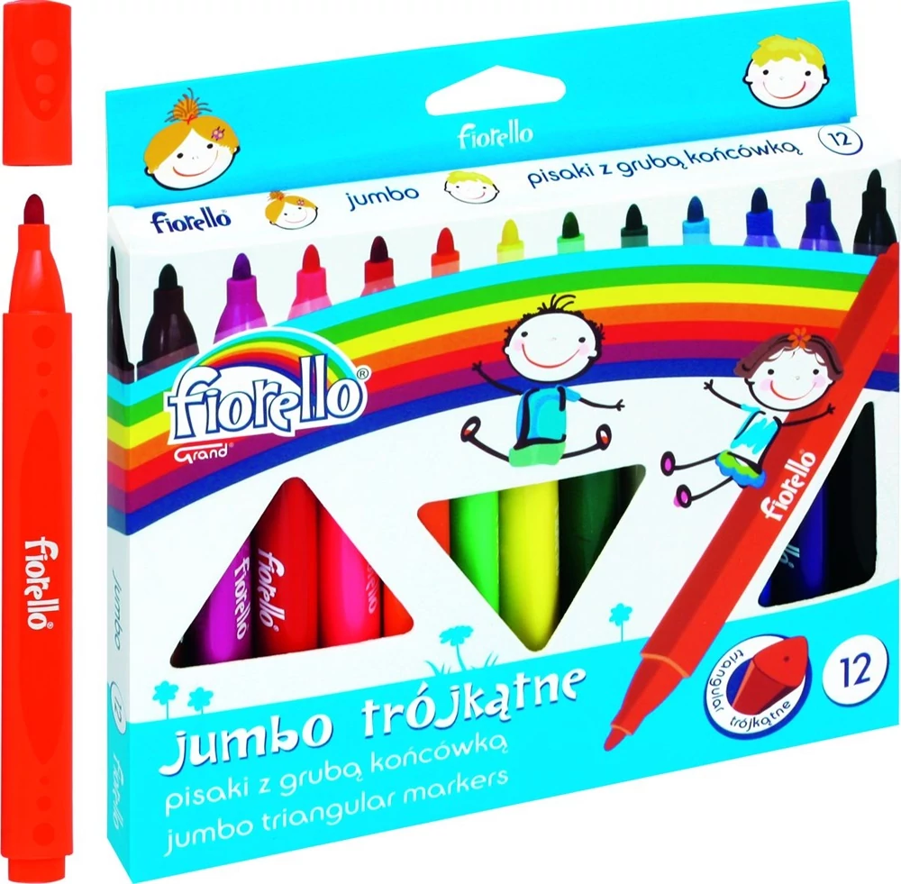 Filctoll készlet - Fiorello Jumbo - vastag háromszögletű - 12 szín