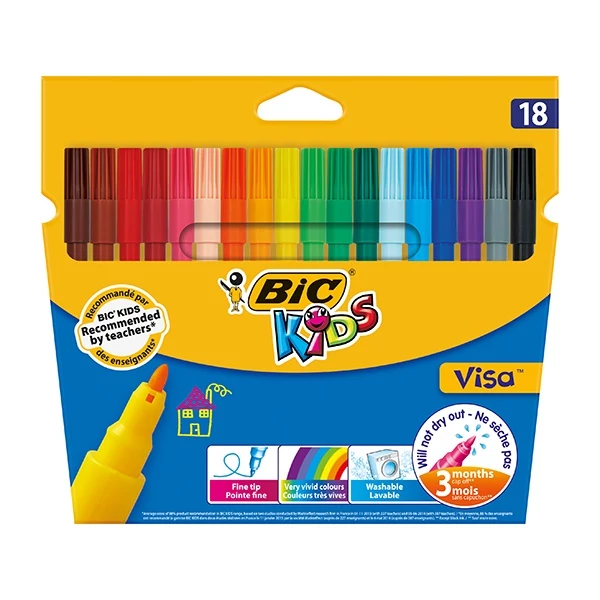 Filctoll készlet - BIC Kids Visa 880 - 18 szín