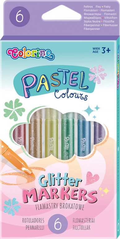 Csillámos filctoll készlet - Colorino Glitter -  6 szín
