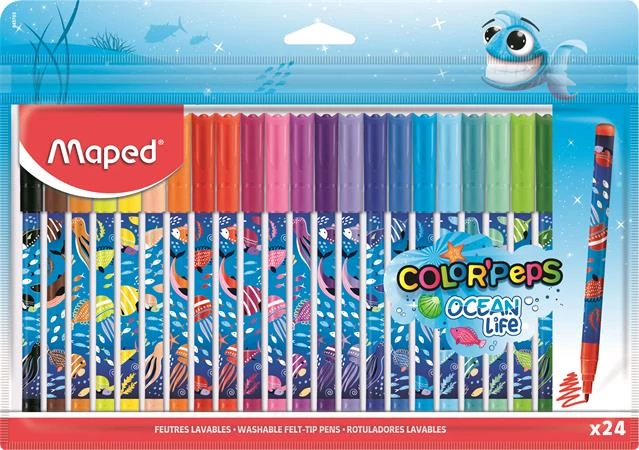 Filctoll készlet Maped Color Peps Ocean Life - kimosható - 24 szín