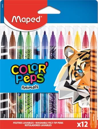 Filctoll készlet Maped Color Peps - 2,8 mm vonalvastagság - 12 szín - Animals