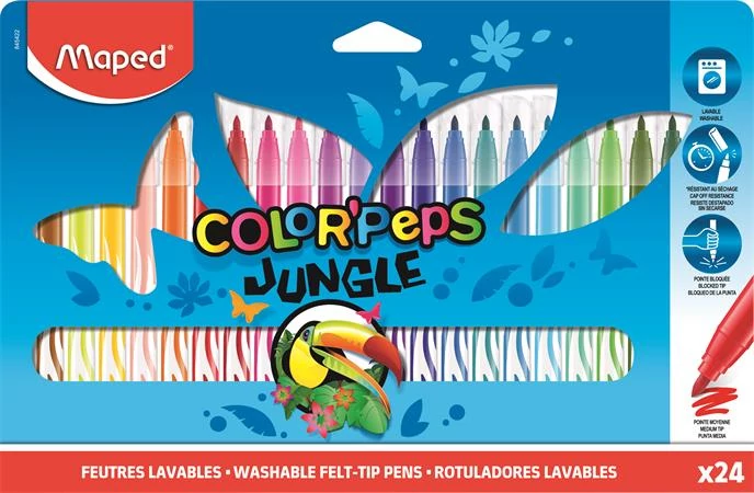 Filctoll készlet Maped Color Peps Jungle - kimosható - 24 szín