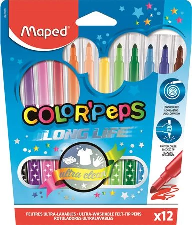 Filctoll készlet Maped Color Peps - 1-3,6 mm vonalvastagság - 12 szín