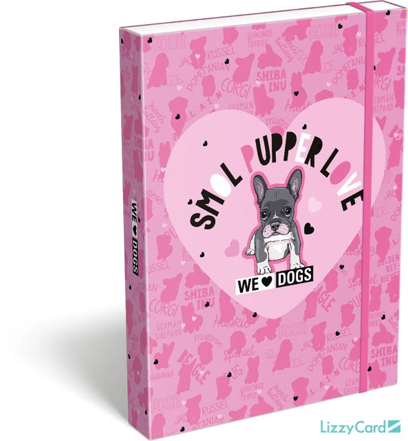 Kutyás A5 füzetbox - We love dogs pink