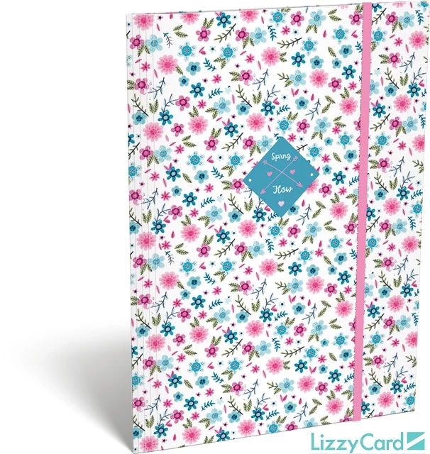 Virágos A4 gumis mappa - Kis bagoly Flower White
