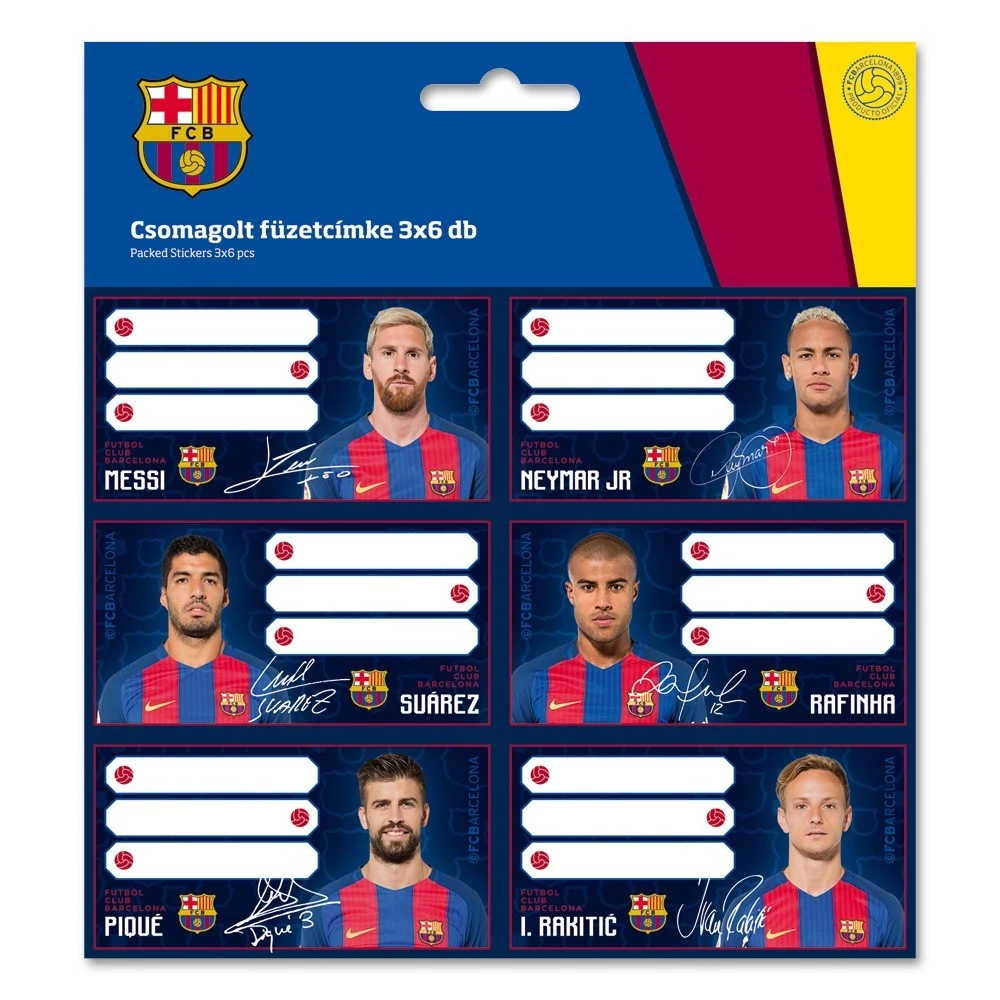 Füzetcímke - FC Barcelona - 18 db / csomag