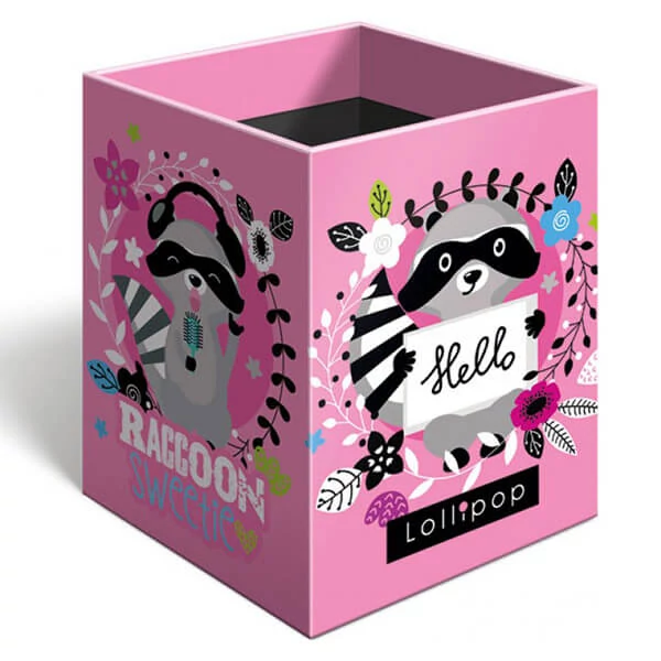 Mosómacis asztali ceruzatartó - Lollipop Raccoon írószertartó