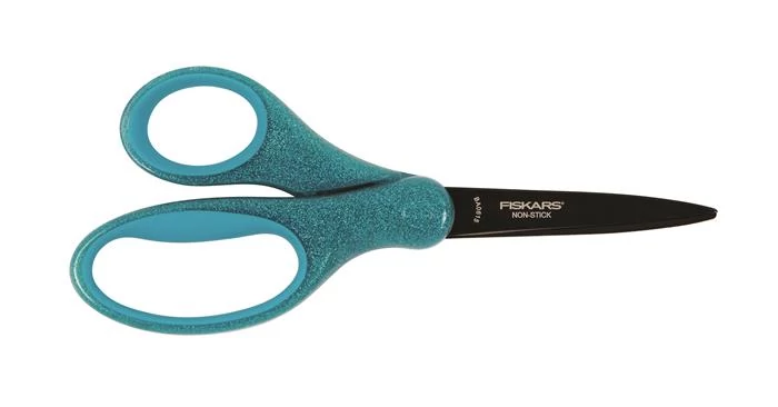 Iskolai olló - Fiskars csillámos kék - 18 cm jobb- és balkezes