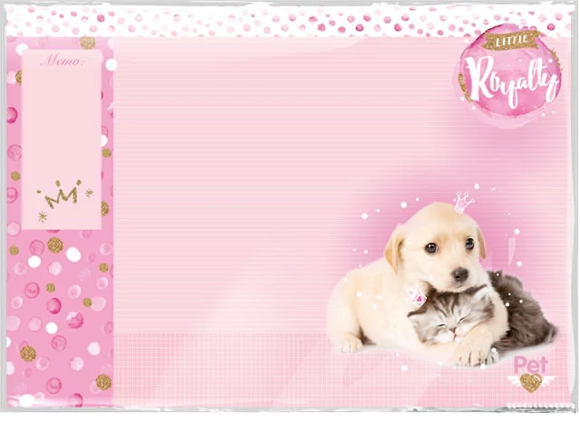 Kutyás cicás asztali könyöklő - Little Friends Pink jegyzetelhető füzetalátét