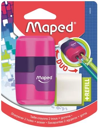 Kétlyukú tartályos hegyező radírral - Maped Connect