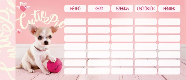 Órarend - Pet Cutie Pie - kutyás - mini