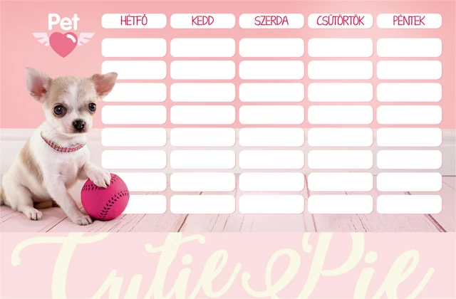 Órarend - Pet Cutie Pie - kutyás - nagy