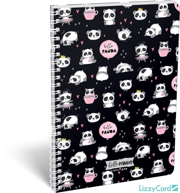 Pandás vonalas spirálfüzet - A4 - Lollipop Hello Panda